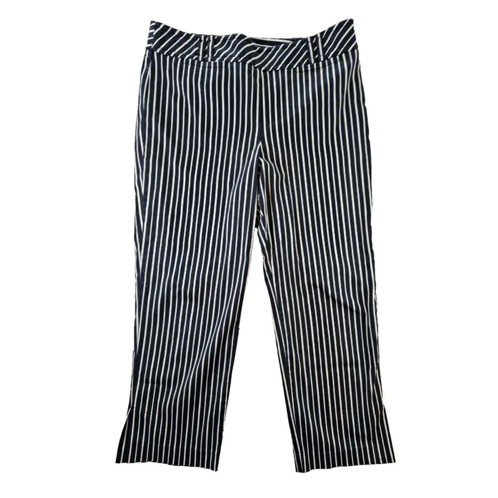 Ann Taylor Loft Black & White Checked Trouser Mid Rise Curvy Skinny Size 8